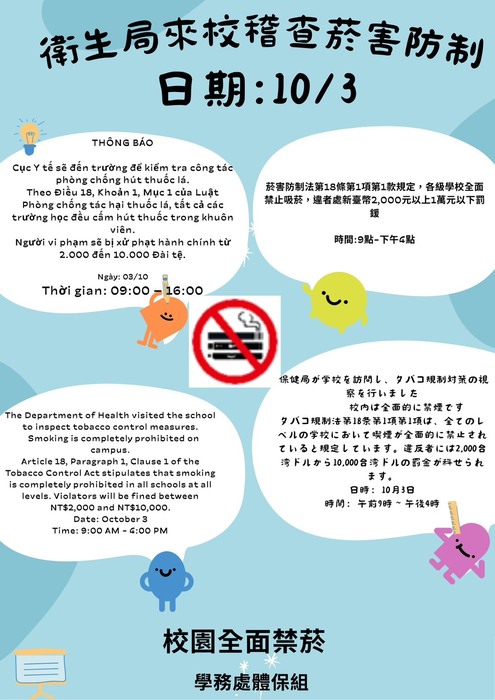 衛生局來校稽查菸害防制圖片